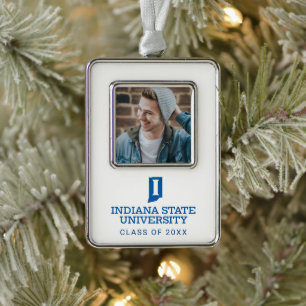 Indiana State University Holiday Silver Plated Framed Ornament