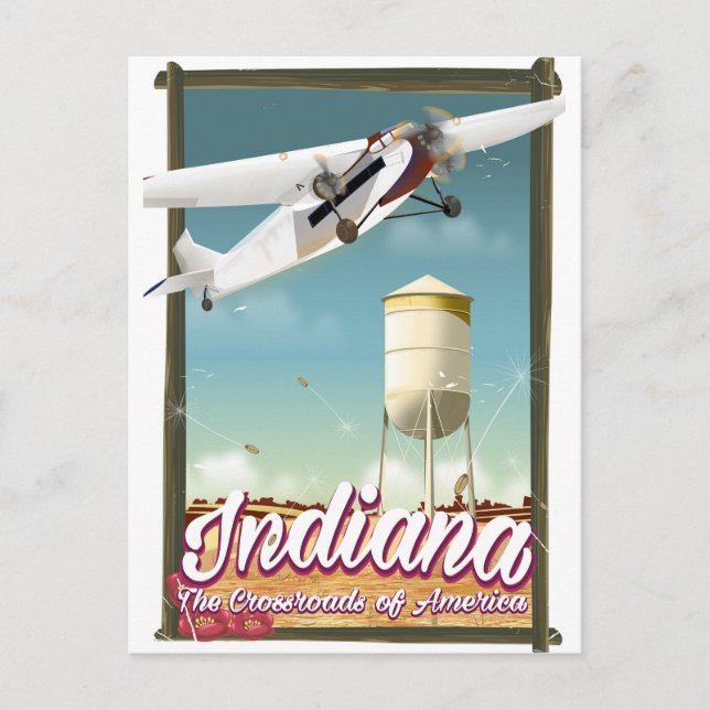 Indiana State vintage flight poster Postcard (Front)