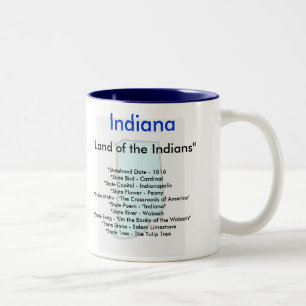 Indiana Symbols & Map Two-Tone Coffee Mug