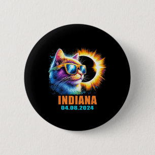 Indiana Total Solar Eclipse 2024 Cat Solar Eclipse 6 Cm Round Badge