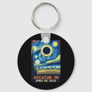 Indiana Total Solar Eclipse 2024 Starry Night  Key Ring