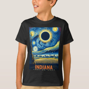Indiana Total Solar Eclipse 2024 Starry Night Van  T-Shirt