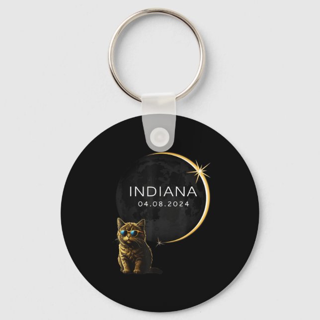 Indiana Total Solar Eclipse Cat Key Ring (Front)