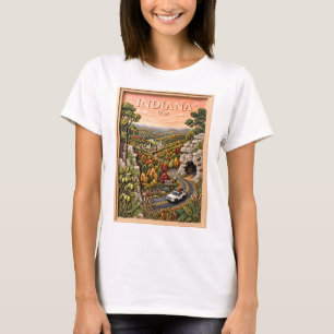 Indiana US Nature Road Trip Vintage Cave Forest T-Shirt