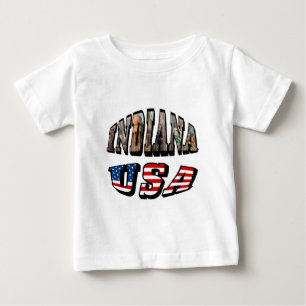Indiana USA Flag & State Photo Text Baby T-Shirt