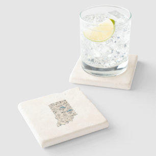 Indiana Vintage Picture Map Stone Coaster