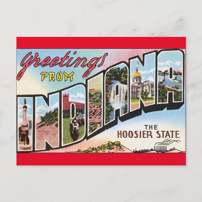 Indiana Vintage Postacard Design travel usa Postcard (Front)