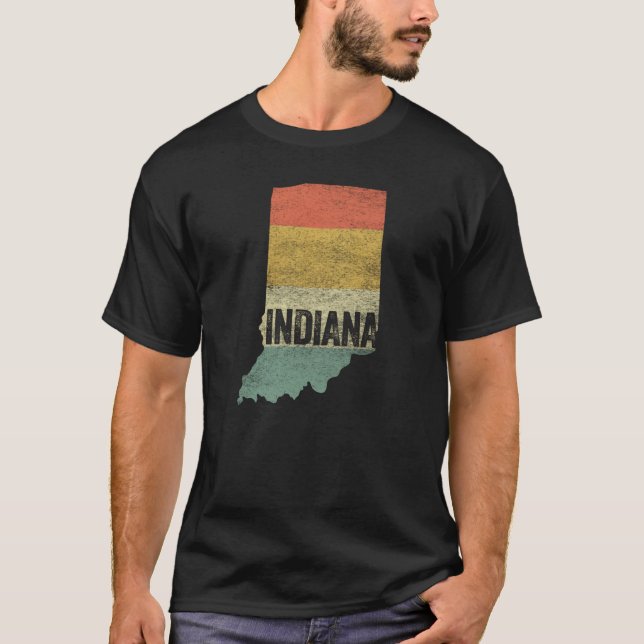 Indiana Vintage Retro Sunset Colour Map T-Shirt (Front)