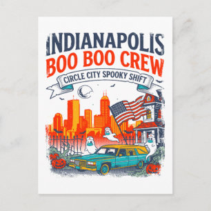 Indianapolis Circle City Spooky Shift Retro Postcard