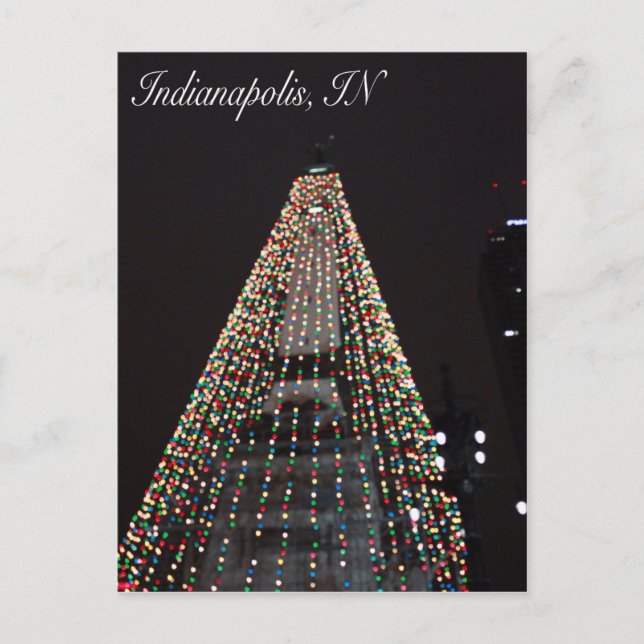 Indianapolis Circle of Lights Tree Christmas Holiday Postcard (Front)