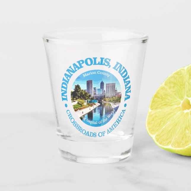 Indianapolis (cities) shot glass (Front)