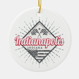 Indianapolis City Indiana United States USA Ceramic Tree Decoration