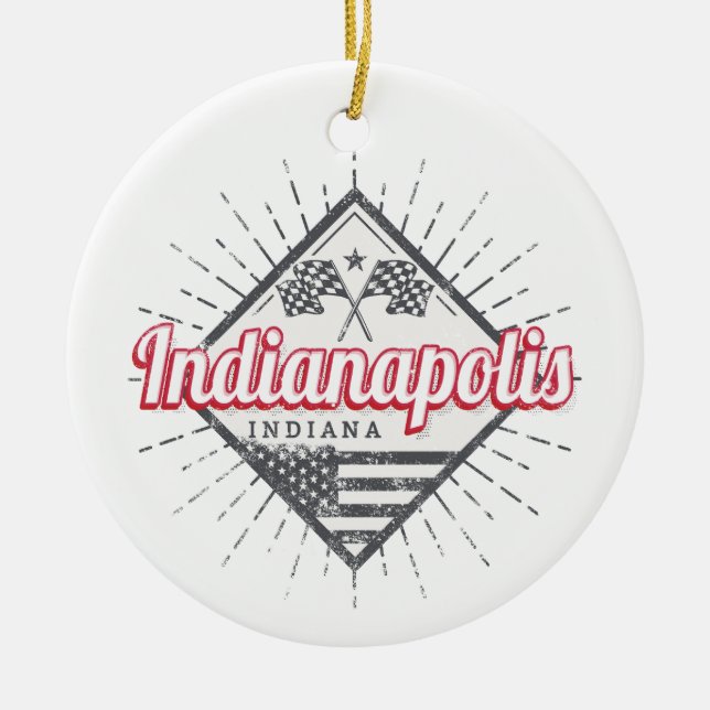 Indianapolis City Indiana United States USA Ceramic Tree Decoration (Front)