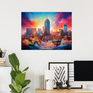 Indianapolis Colourful Abstract Wall Art Print