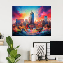 Indianapolis Colourful Abstract Wall Art Print