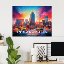 Indianapolis Colourful Abstract Wall Art Print