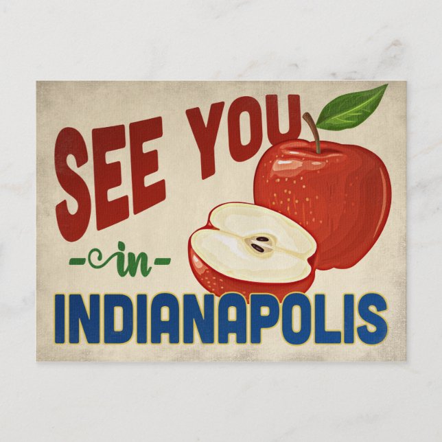 Indianapolis Indiana Apple - Vintage Travel Postcard (Front)