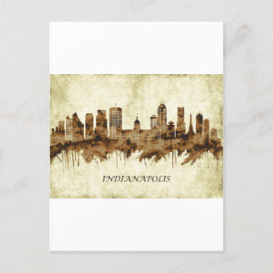 Indianapolis Indiana Cityscape Holiday Postcard