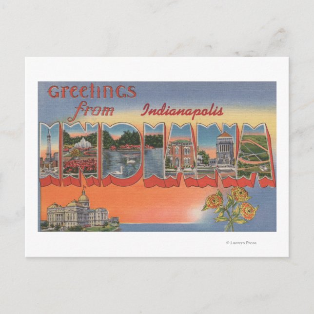 Indianapolis, Indiana - Large Letter Scenes 4 Postcard (Front)