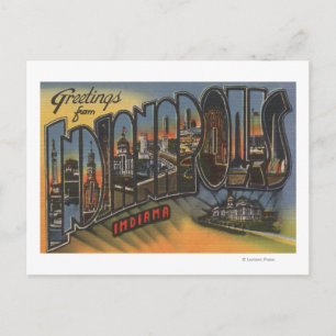 Indianapolis, Indiana - Large Letter Scenes Postcard
