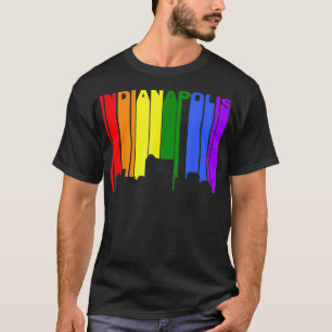 Indianapolis Indiana LGBTQ Gay Pride Rainbow Skyli T-Shirt