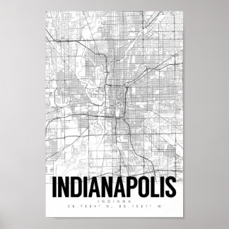 Indianapolis Indiana Minimalist Map Art Poster