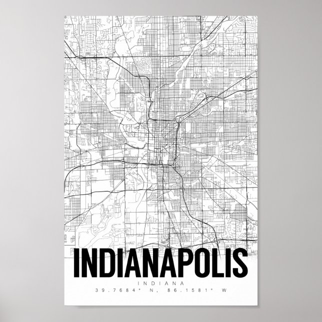 Indianapolis Indiana Minimalist Map Art Poster (Front)