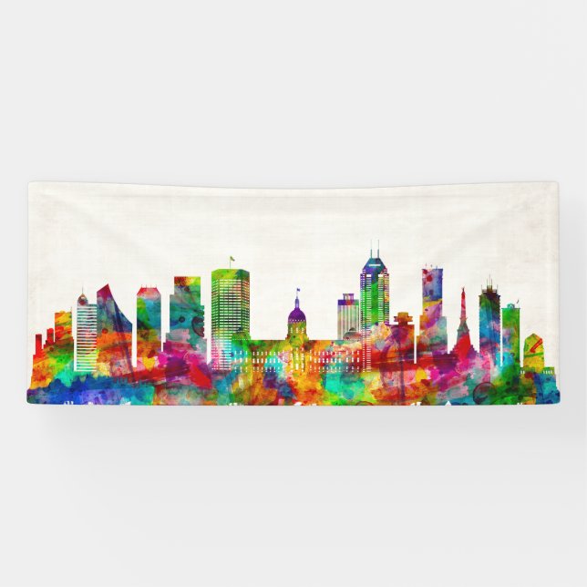 Indianapolis Indiana Skyline Banner (Horizontal)
