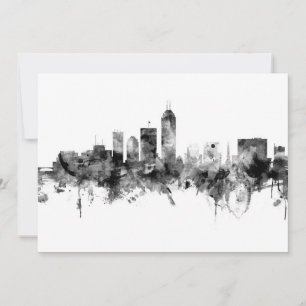Indianapolis Indiana Skyline Black White Invitation