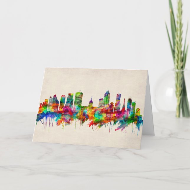 Indianapolis Indiana Skyline Holiday Card (Front)