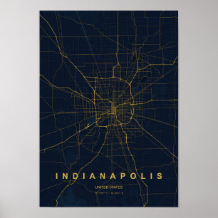 Indianapolis Indiana Stylised Map Print