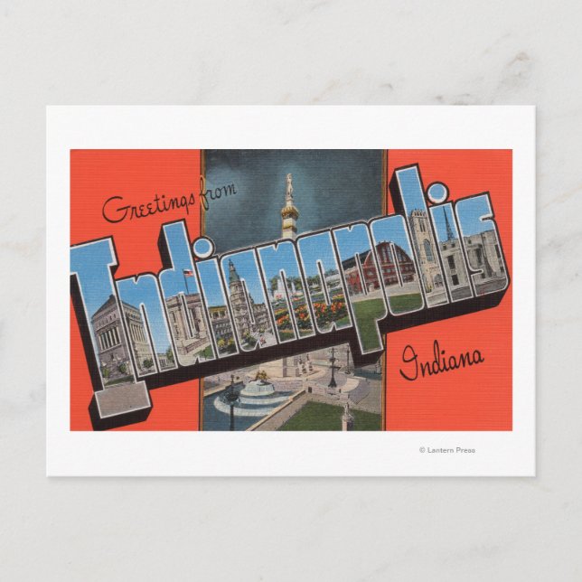 Indianapolis, Indiana (Town Plaza) Postcard (Front)
