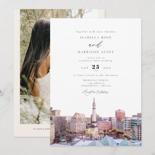 INDIANAPOLIS Indiana Travel Destination Skyline  Invitation