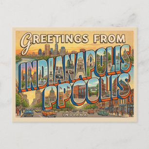 indianapolis indiana travel postcard