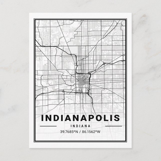 Indianapolis Indiana USA Travel City Map Postcard (Front)