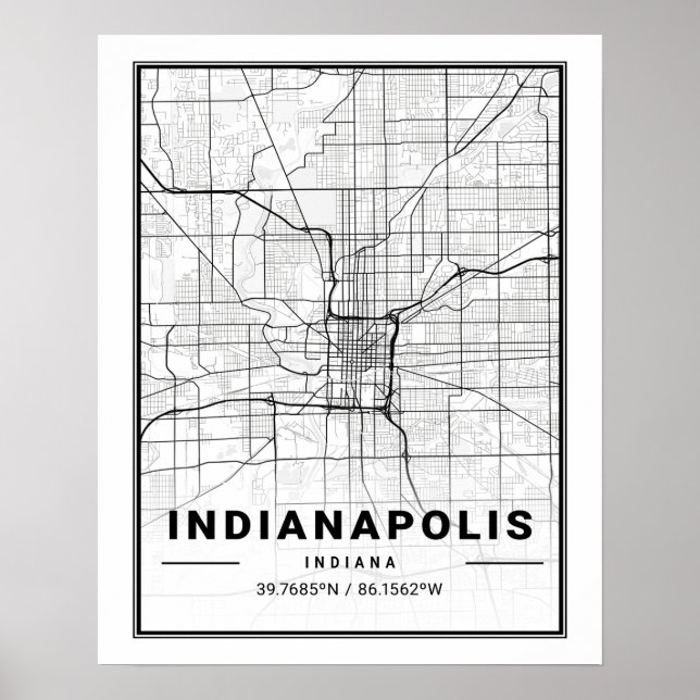 Indianapolis Indiana USA Travel City Map Poster (Front)