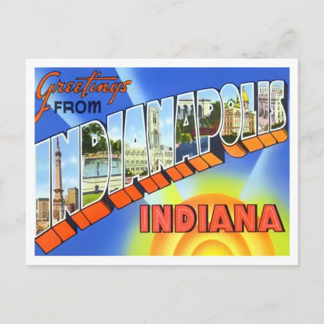 Indianapolis, Indiana Vintage Big Letters Postcard (Front)