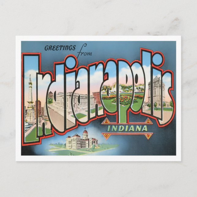 Indianapolis, Indiana Vintage Big Letters Postcard (Front)