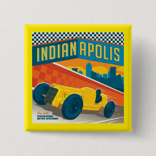 Indianapolis, Indiana   Vintage Racer 15 Cm Square Badge