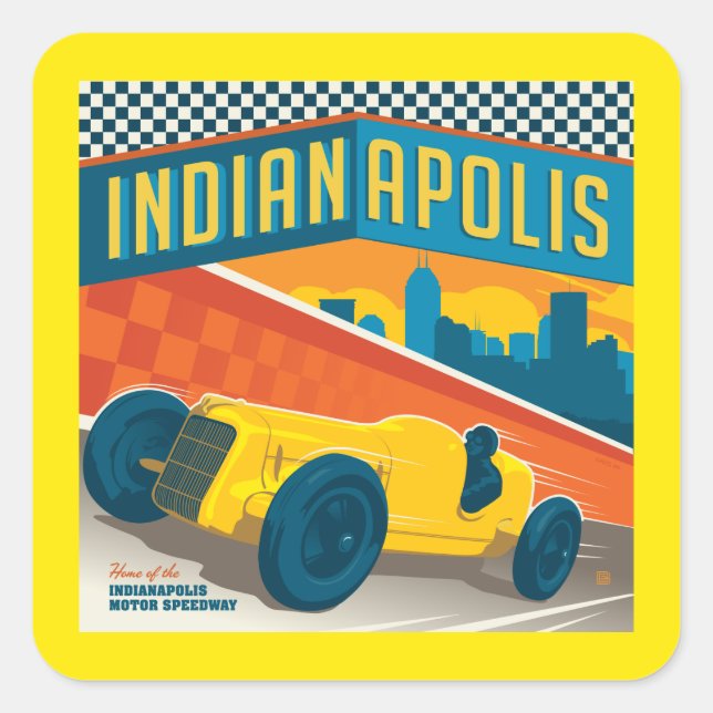 Indianapolis, Indiana | Vintage Racer Square Sticker (Front)