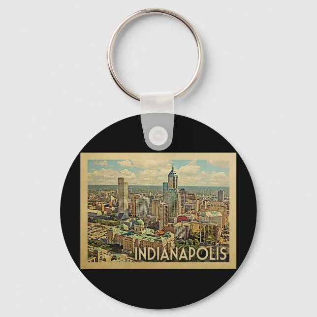 Indianapolis Indiana Vintage Travel Key Ring (Front)