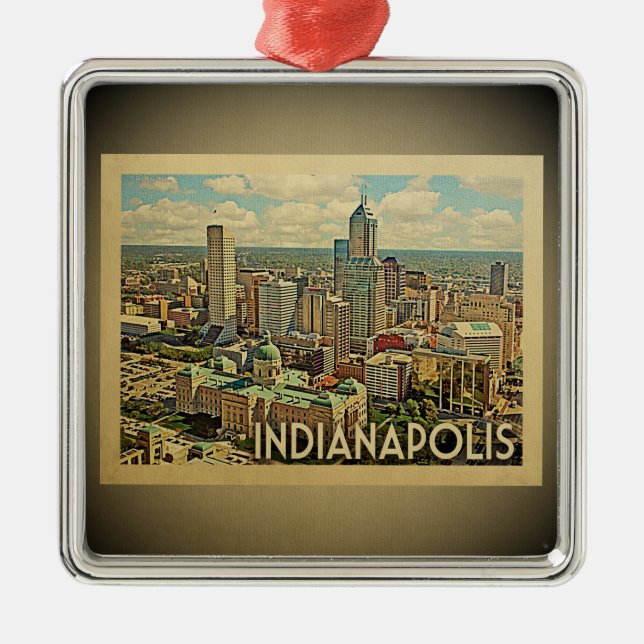 Indianapolis Indiana Vintage Travel Ornament (Front)