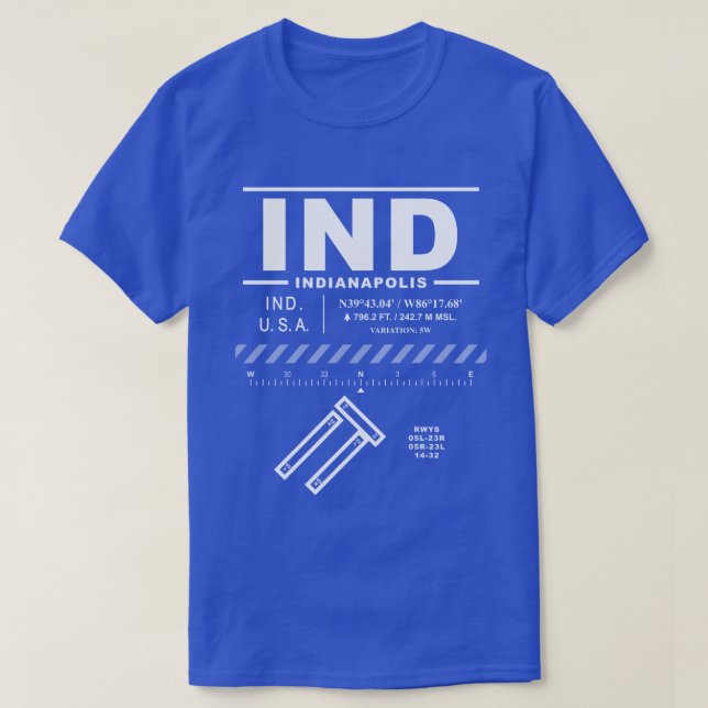 Indianapolis International Airport IND T-Shirt (Design Front)