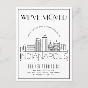 Indianapolis Modern Deco   Change of Address Announcement Postcard