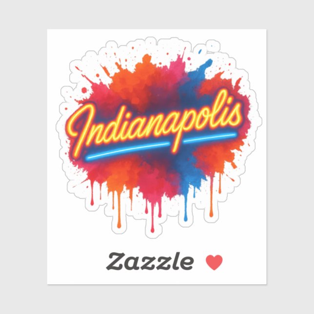 Indianapolis Neon Retro Colourful Paint Splash (Sheet)