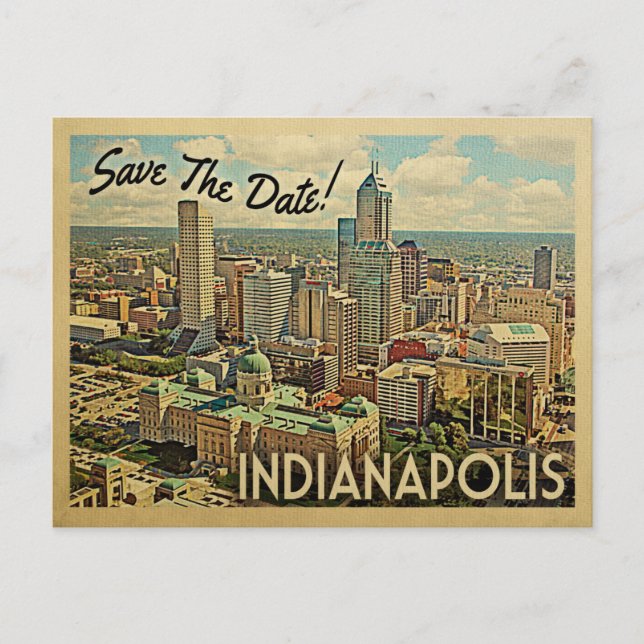 Indianapolis Save The Date Indiana Announcement Postcard (Front)