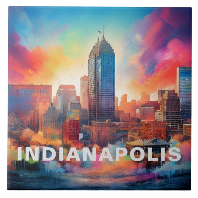 Indianapolis Skyline Art Tile (Front)