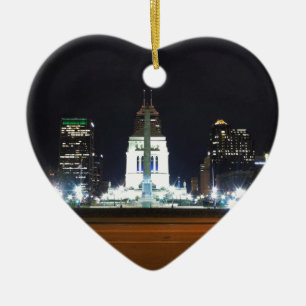 Indianapolis Skyline at Night Ceramic Tree Decoration