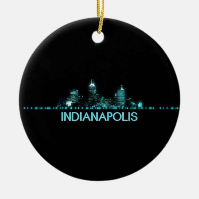 Indianapolis Skyline Ceramic Tree Decoration (Front)