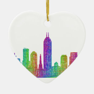 Indianapolis skyline ceramic tree decoration